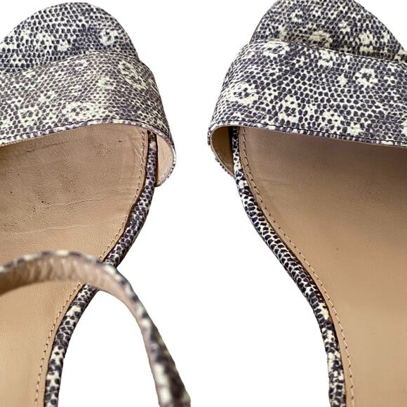 J. Crew Lizard Snake Print Leather Block Heel Strappy Sandal size 8.5 Gray Cream - Picture 8 of 11